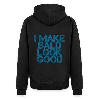 I Make Bald Look Good 3 - Unisex Premium Bio Zip Hoodie - Schwarz - Hinten - Nico (187cm)