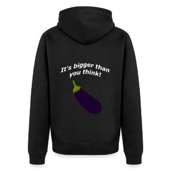 It's bigger than you think! - Unisex Premium Bio Zip Hoodie - Schwarz - Hinten - Nico (187cm)