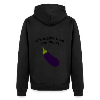 It's bigger than you think! - Unisex Premium Bio Zip Hoodie - Schwarz - Hinten - Nico (187cm)