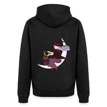 Halloween Katze Hexe - Unisex Premium Bio Zip Hoodie - Schwarz - Hinten - Nico (187cm)