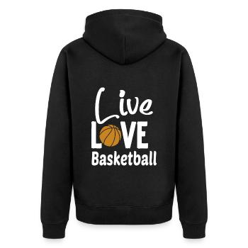 Es ist Basketball y'all - Unisex Premium Bio Zip Hoodie - Schwarz - Hinten - Nico (187cm)