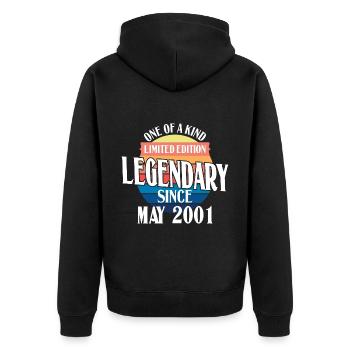 Limited Edition Legendär seit Mai 2001 Geburtstag - Unisex Premium Bio Zip Hoodie - Schwarz - Hinten - Nico (187cm)