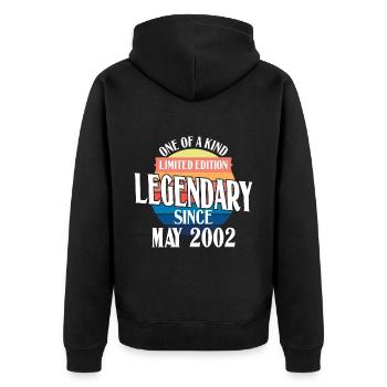 Limited Edition Legendär seit Mai 2002 Geburtstag - Unisex Premium Bio Zip Hoodie - Schwarz - Hinten - Nico (187cm)