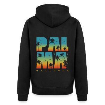 Mallorca Urlaub Party Malle Geschenkidee - Unisex Premium Bio Zip Hoodie - Schwarz - Hinten - Nico (187cm)