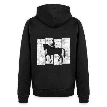 Dressurreiten Dressurreiter Reiten Reiter Pferd - Unisex Premium Bio Zip Hoodie - Schwarz - Hinten - Nico (187cm)