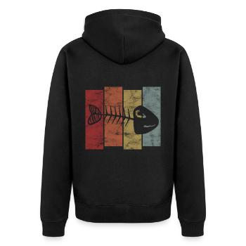 Arêtes de poisson pour pêcheurs, pêcheurs et enfants | Poissons - Veste à capuche bio Premium Unisexe - noir - Dos - Nico (187cm)