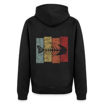 Arêtes de poisson pour pêcheurs, pêcheurs et enfants | Poissons - Veste à capuche bio Premium Unisexe - noir - Dos - Nico (187cm)