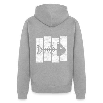 Arêtes de poisson pour pêcheurs, pêcheurs et enfants | Poissons - Veste à capuche bio Premium Unisexe - gris chiné - Dos - Nico (187cm)