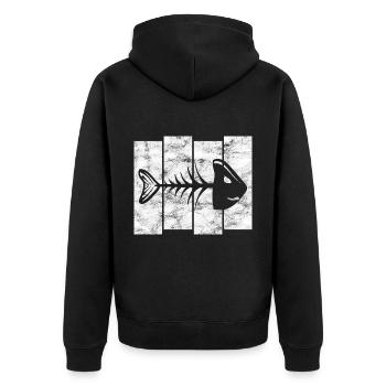 Arêtes de poisson pour pêcheurs, pêcheurs et enfants | Poissons - Veste à capuche bio Premium Unisexe - noir - Dos - Nico (187cm)