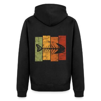 Arêtes de poisson pour pêcheurs, pêcheurs et enfants | Poissons - Veste à capuche bio Premium Unisexe - noir - Dos - Nico (187cm)