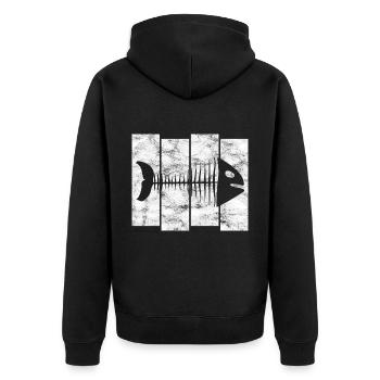 Fishbones for anglers, fishermen and children | Pisces - Unisex Premium Organic Zip Hoodie - black - Back - Nico (187cm)