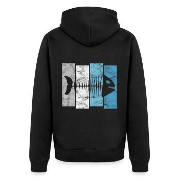 for anglers, fishermen and children | Pisces - Unisex Premium Organic Zip Hoodie - black - Back - Nico (187cm)
