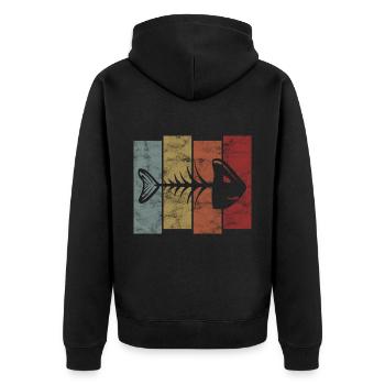 Arête de poisson pour les pêcheurs, les pêcheurs et les enfants | Poissons - Veste à capuche bio Premium Unisexe - noir - Dos - Nico (187cm)