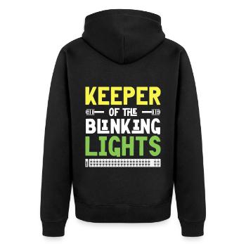 Keeper of the Blinking Lights IT Tech Network - Unisex Premium Organic Zip Hoodie - black - Back - Nico (187cm)