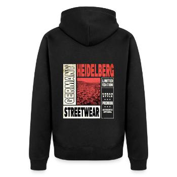 Heidelberg Allemagne Ville Skyline Home Love - Veste à capuche bio Premium Unisexe - noir - Dos - Nico (187cm)