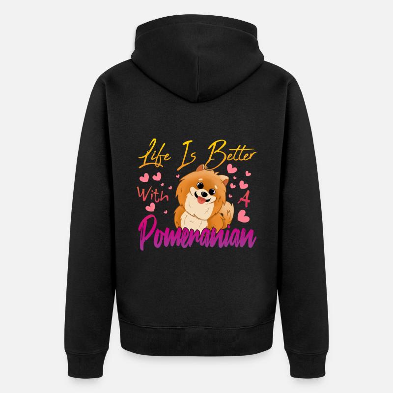 Amoureux de la Poméranie - Veste à capuche bio Premium Unisexe - noir