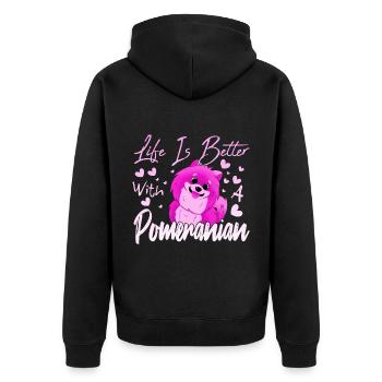 Pomeranian Liebhaber - Unisex Premium Bio Zip Hoodie - Schwarz - Hinten - Nico (187cm)