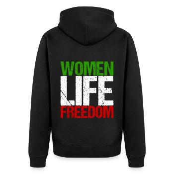 Iran Droits des femmes Féminisme Hijab Cadeau - Veste à capuche bio Premium Unisexe - noir - Dos - Nico (187cm)