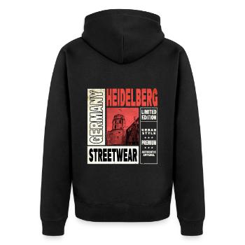 Heidelberg Allemagne Ville Skyline Home Love - Veste à capuche bio Premium Unisexe - noir - Dos - Nico (187cm)