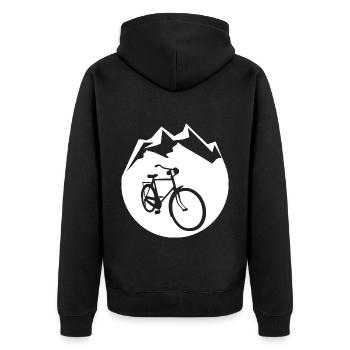 Kreis - Berg - Radfahren - (2) - Unisex Premium Bio Zip Hoodie - Schwarz - Hinten - Nico (187cm)