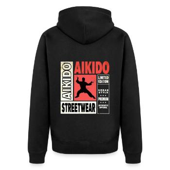 Aïkido Arts Martiaux Arts Martiaux Combattant Vintage Rétro - Veste à capuche bio Premium Unisexe - noir - Dos - Nico (187cm)