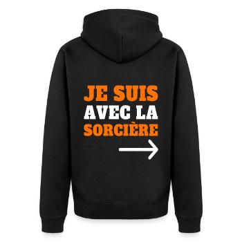 Halloween humour je suis avec la sorcière cadeau - Veste à capuche bio Premium Unisexe - noir - Dos - Nico (187cm)