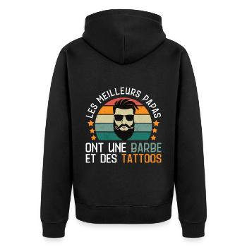Les meilleurs papas ont une barbe et des tattoos - Veste à capuche bio Premium Unisexe - noir - Dos - Nico (187cm)
