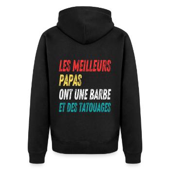 Les meilleurs papas ont une barbe et des tatouages - Veste à capuche bio Premium Unisexe - noir - Dos - Nico (187cm)