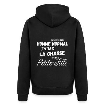 J'aime la chasse et ma petite-fille cadeau papy - Veste à capuche bio Premium Unisexe - noir - Dos - Nico (187cm)