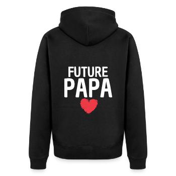 Future papa cadeau annonce naissance futur bébé - Veste à capuche bio Premium Unisexe - noir - Dos - Nico (187cm)