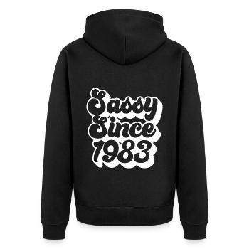 frech seit 1983, Geschenk zum 40. Geburtstag 40 Jahre alt - Unisex Premium Bio Zip Hoodie - Schwarz - Hinten - Nico (187cm)