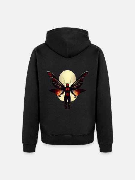 Rote Augen Mothman - Unisex Premium Bio Zip Hoodie - Schwarz