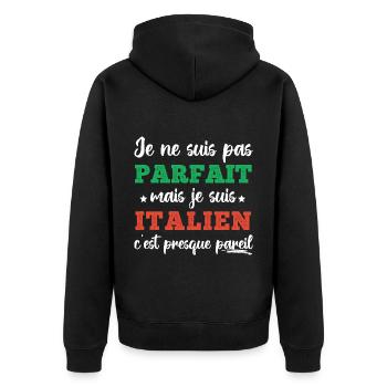 Je ne suis pas parfait mais italien humour cadeau - Veste à capuche bio Premium Unisexe - noir - Dos - Nico (187cm)