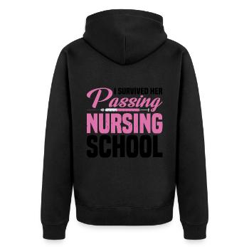I Survived Her Passing Nursing School 15 - Unisex Premium Organic Zip Hoodie - black - Back - Nico (187cm)