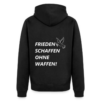 Frieden schaffen ohne Waffen! - Friedenstaube - Unisex Premium Bio Zip Hoodie - Schwarz - Hinten - Nico (187cm)