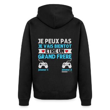 Grand frère futur grand frère humour gamer cadeau - Veste à capuche bio Premium Unisexe - noir - Dos - Nico (187cm)