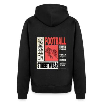 American Football Spieler Vintage Retro USA Sport - Unisex Premium Bio Zip Hoodie - Schwarz - Hinten - Nico (187cm)