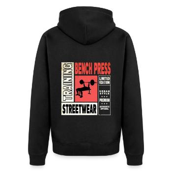 bench press, weightlifting, weight training, fitness, strong - Unisex Premium Organic Zip Hoodie - black - Back - Nico (187cm)