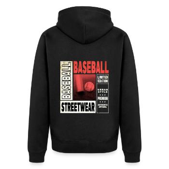 Baseball Baseballspieler USA Sport Vintage Retro - Unisex Premium Bio Zip Hoodie - Schwarz - Hinten - Nico (187cm)