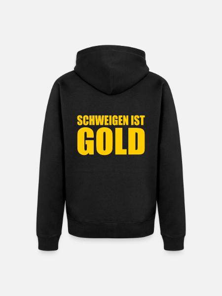 schweigen ist gold - Unisex Premium Bio Zip Hoodie - Schwarz