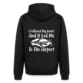 I Followed My Heart And It Led Me To The Airport 4 - Unisex Premium Organic Zip Hoodie - black - Back - Nico (187cm)