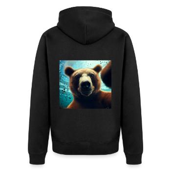 Bear selfie in the underwater kingdom - Unisex Premium Organic Zip Hoodie - black - Back - Nico (187cm)