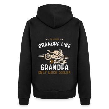 Je suis un grand-père motard comme une Norma... - Veste à capuche bio Premium Unisexe - noir - Dos - Nico (187cm)