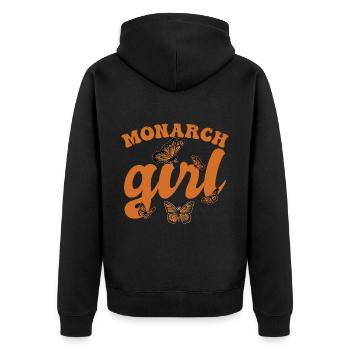 Monarch-Mädchen - Unisex Premium Bio Zip Hoodie - Schwarz - Hinten - Nico (187cm)