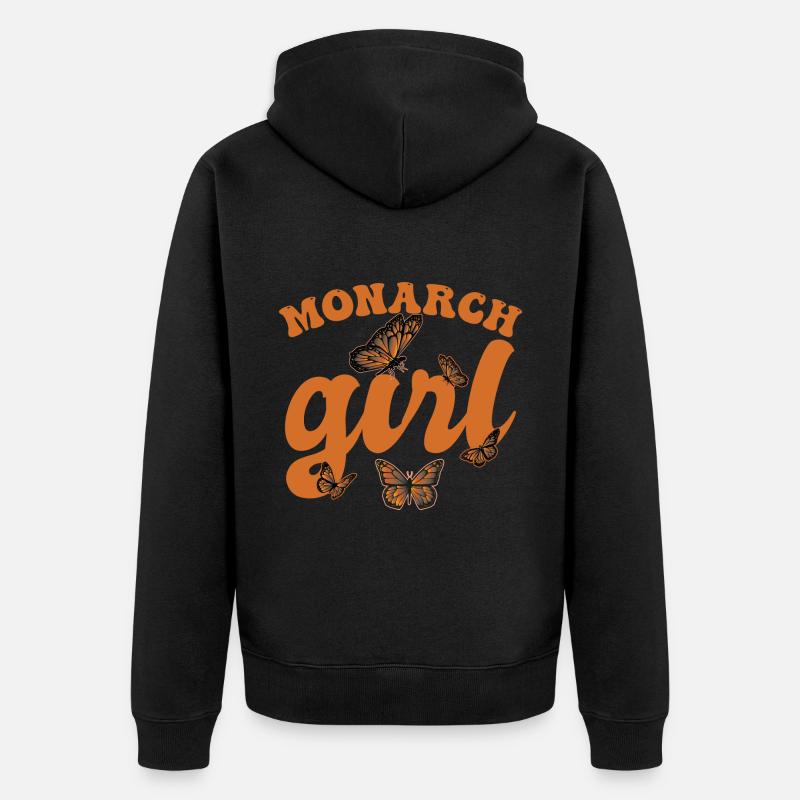 Monarch-Mädchen - Unisex Premium Bio Zip Hoodie - Schwarz