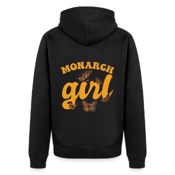 Monarch-Mädchen - Unisex Premium Bio Zip Hoodie - Schwarz - Hinten - Nico (187cm)