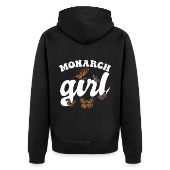 Monarch-Mädchen - Unisex Premium Bio Zip Hoodie - Schwarz - Hinten - Nico (187cm)