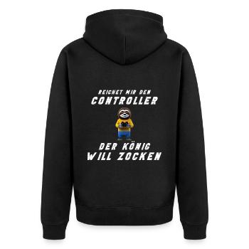Zocken Konsole Faultier Gamer Zocker Gaming König - Unisex Premium Bio Zip Hoodie - Schwarz - Hinten - Nico (187cm)
