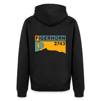 Figerhorn Sonnenaufgang Aufstieg Wanderung Wandern - Unisex Premium Bio Zip Hoodie - Schwarz - Hinten - Nico (187cm)