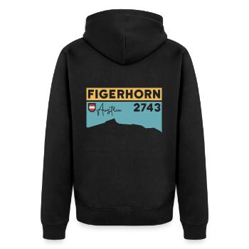 Figerhorn Sonnenaufgang Aufstieg Wanderung Wandern - Unisex Premium Bio Zip Hoodie - Schwarz - Hinten - Nico (187cm)